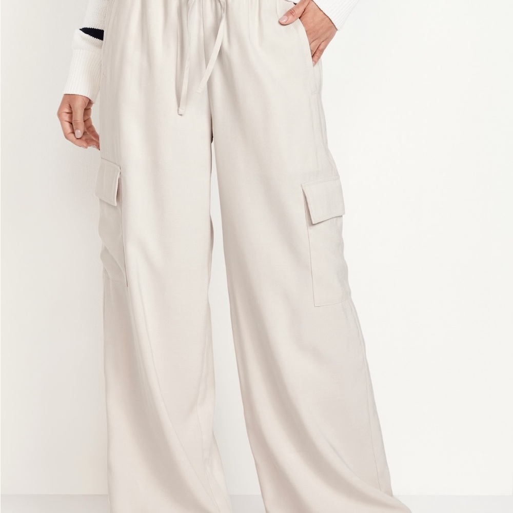 Old Navy Cream Wide Leg Jumpsuit with High Waist